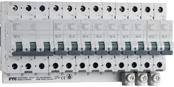 Motor protection switches which are simply wired with appropriate motor protection switch busbars from FTG provide