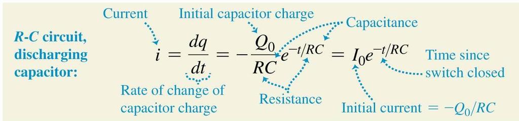 R-C circuits: Discharging a capacitor: Slide 4 of 4 The magnitude of the current through