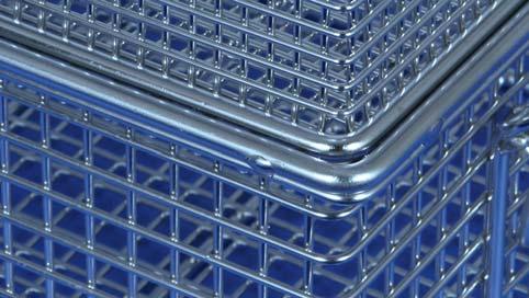 zinc separation. The use of rounds also offers advantages for cleaning. Unlike boxes from sheet or perforated sheet, our wire baskets have optimal drainage behaviour and minimised media carryover.