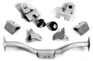 1936 Standard only CHEVROLET ENGINE MOUNTING KIT Fits 1958 - up Chevrolet S.B. V8 into 1936 Chevrolet Standard car. Includes bolt-on frame adapters, C.E. engine side mounts, thru-bolt cushion set, bolts and instructions.