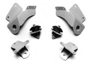 1955-1957 CHEVROLET Fits 1958-up Chevrolet V8 into 1955-1957 Chevrolet Car ENGINE MOUNTING KIT Includes Bolt-on frame adapters, C.E. engine side mounts, thru bolt cushion set, bolts and instructions.