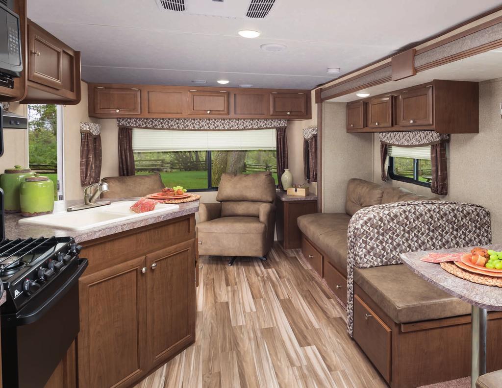 Adventure Awaits SHASTA CONSTRUCTION Comfortable and roomy dinette booths are offered in