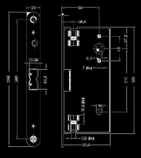 Door Width : 1300 mm > Door Height : 2400 mm > Door Weight : 200 Kg > Door Thickness : 60 mm > Lever Follower : 9 mm > Version : DIN left and right suitable for electric access controls in