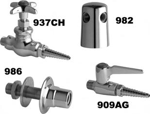 Chicago Faucet Accessories Laboratory Turrets & Hose Cocks Turrets have 3/8 female outlet x 3/8 female inlet connections.