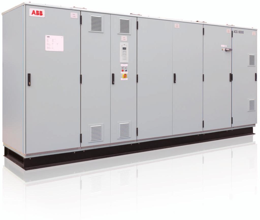 ACS 6000 water cooled EMC compliant cabinet for problem-free operation in electromagnetic environment DC bus grounding switch for safety User-friendly drive control panel for local