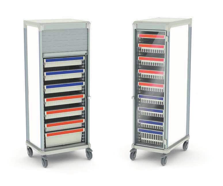 OVERVIEW STORAGE CARTS enclosures, depths, heights and locking systems enables us to provide the optimum solution for any ward in your hospital or day care clinic.