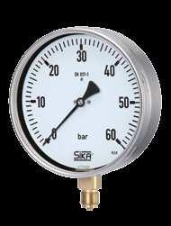 Type MRE and MRE-g, nominal sizes 00, 60 and 250 mm SIKA quality industrial-grade pressure gauges with 00, 60 or 250 mm stainless steel cases are suitable for measuring the pressure of gaseous or