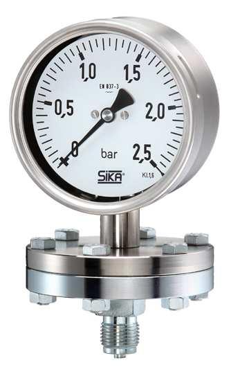 Diaphragm pressure gauges Diaphragm pressure gauges are used to measure gases and liquids. They cover measuring spans from 0 mbar to 40 bar.