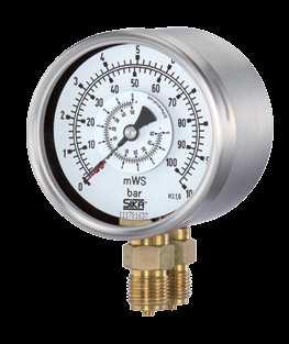 Differential pressure gauges with 2 bourdon tubes Type MDE, nominal sizes 00 and 60 mm SIKA differential pressure gauges with two bourdon tubes are instruments for measuring two different pressures