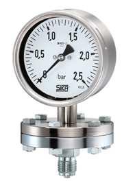 Diaphragm pressure gauges Type MPE, nominal sizes 00 and 60 mm Pressure gauges with horizontal diaphragm allow to find suitable versions for even difficult kinds of media, such as aggressive,