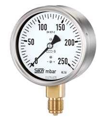 Capsule element pressure gauges Type MKE, nominal sizes 6, 00 and 60 mm SIKA capsule element pressure gauges with 6, 00 and 60 mm stainless steel cases are suitable for measuring the pressure of dry,