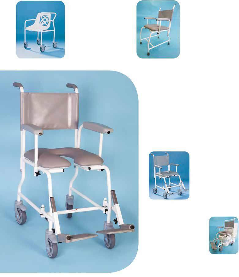 Shower Chairs All models available as shower, toilet or commode chairs. (Excluding T20) Freeway T20 Moulded Shower Seat Chair Available as a static model or with four castors.