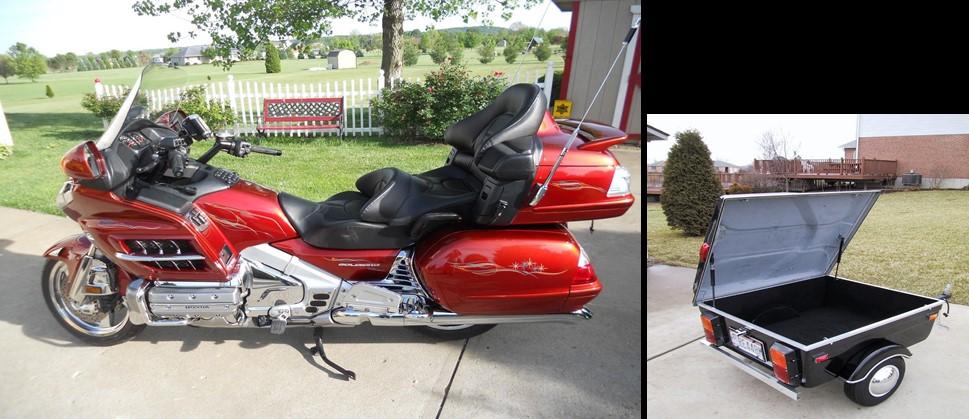 For Sale 2007 Orange GL1800 HONDA GOLDWING with Cycle Mate1000 trailer This bike has been well maintained and garage kept 24,463 miles The bike is very clean,the rims shine like chrome Many extras,