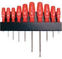 Screwdrivers set 44702001 Set of 10 screwdrivers IN 5265 Standard serie Bit width x Blade length Total length 2,5 x 50 110 3,5 x