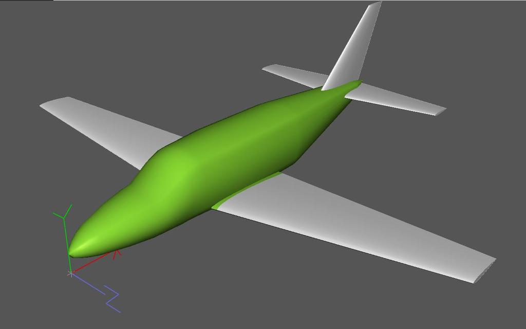 Fuselage To calculate the fuselage characteristics, the fuselage profile along with a simple lifting surface geometry was run through DatCom.
