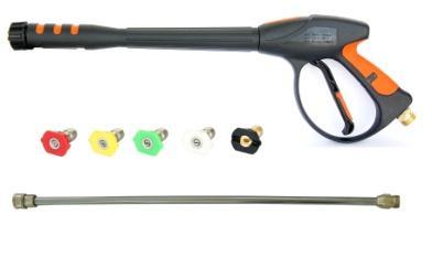 temp. 60 C(140 F) GUN & WAND & HOSE KIT - MAX 4000PSI/ 276BAR Kit Number: K-GH003 Description Specification Quantity Professional trigger gun 4000psi/ 276bar, M22-M 1 pc