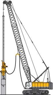 various applications such as cutting systems, two-rope grabs, hanging leaders, hydraulic hammers, depth vibrators and rotary heads Quick connection system for the crawlers with hydraulic quick