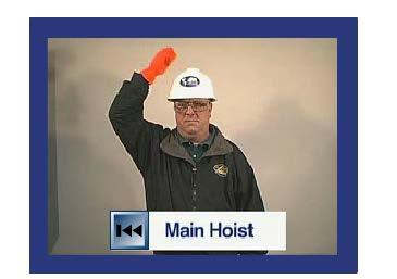 Main Hoist When calling for the main hoist, the signaler: taps a fist on his or her hard hat and follows with the appropriate hook movement