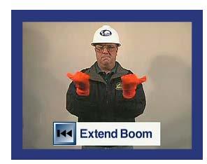 Raise Boom / Lower Load The signal to raise the boom and lower the load is given with an extended arm, thumb pointing