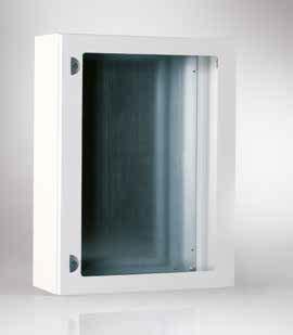 STP BOXES WITH PLEXI DOOR RoHS COMPLIANT Enclosure manufactured from 1.5 mm thick sheet steel. Reversible door provided with 4.0 mm transparent plexiglas sheet and manufactured from 1.