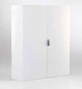 ST DOUBLE DOOR BOXES RoHS COMPLIANT Enclosure and door manufactured from 1.5 mm thick sheet steel. Mounting plate with folded edges manufactured from 2.5 mm thick sendzimir sheet steel.