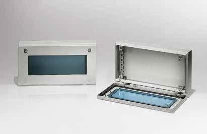 SDVX TERMINAL BOXES WITH TRANSPARENT LID Box and lid manufactured from 1.2 mm thick sheet steel. Hinged lid with captive screws and provided with 3.0 mm thick plexiglas for internal inspection.