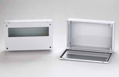 SDVX-B TERMINAL BOXES FOR BUS SYSTEMS Box and lid manufactured from 1.2 mm thick sheet steel. Hinged lid with captive screws and provided with 3.0 mm thick plexiglas for internal inspection.