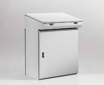 MONOBLOC CONTROL DESKS Enclosure manufactured from 1.5 mm thick press bent sheet steel provided with front and rear doors manufactured from 1.