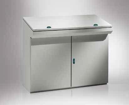 MONOBLOC CONTROL DESKS Enclosure manufactured from 1.5 mm thick press bent sheet steel provided with front door manufactured from 1.