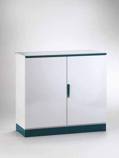 HORIZONTAL VERSION RoHS COMPLIANT Enclosure manufactured from 1.5 mm thick sheet steel with removable rear panel. Double door manufactured from 2.0 mm thick sheet steel with stiffening frame.