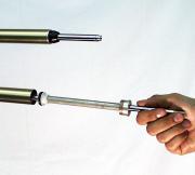 Apply biodegradable solvent (Simple Green, Pedros, or isopropyl alcohol) to a clean rag and use a long cylindrical rod or screwdriver to clean the inside of the air tube (Psylo Race) and upper tube.