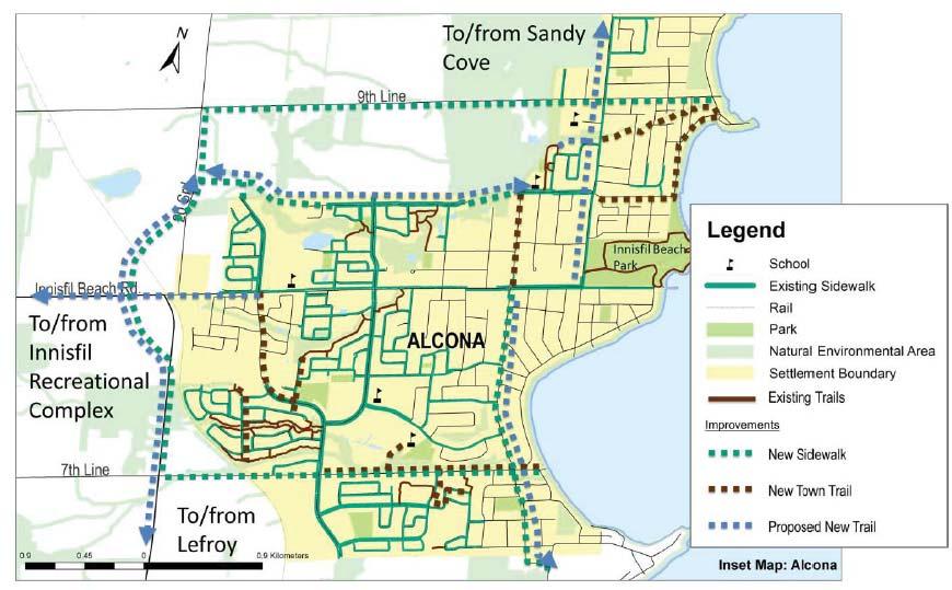 ALCONA SOUTH SECONDARY PLAN SLEEPING LION DEVELOPMENT TOWN OF INNISFIL Figure 7-3: Town of Innisfil TMP Proposed Active Transportation
