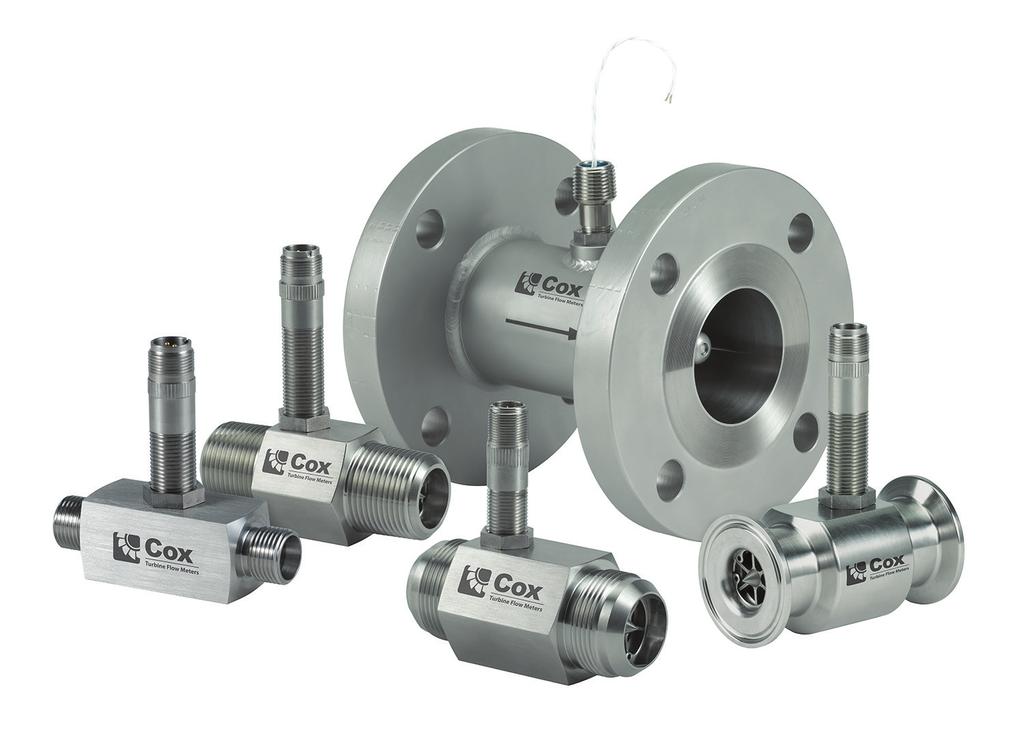 Turbine Flow Meters Precision Series DESRIPTION ox Precision Turbine Flow Meters have unprecedented mechanical linearity, resulting in minimizing, or negating, temperature induced viscosity influence.