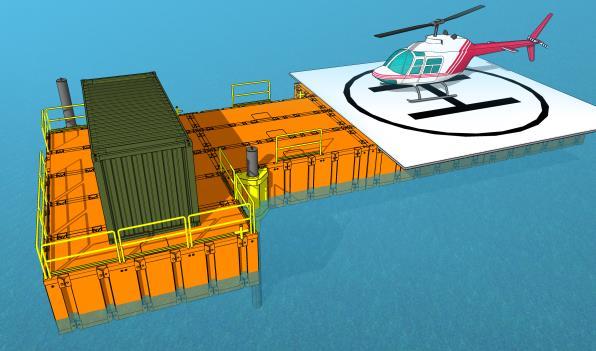 The system can be configured into standard barges that can be used for piling and other works over the water.