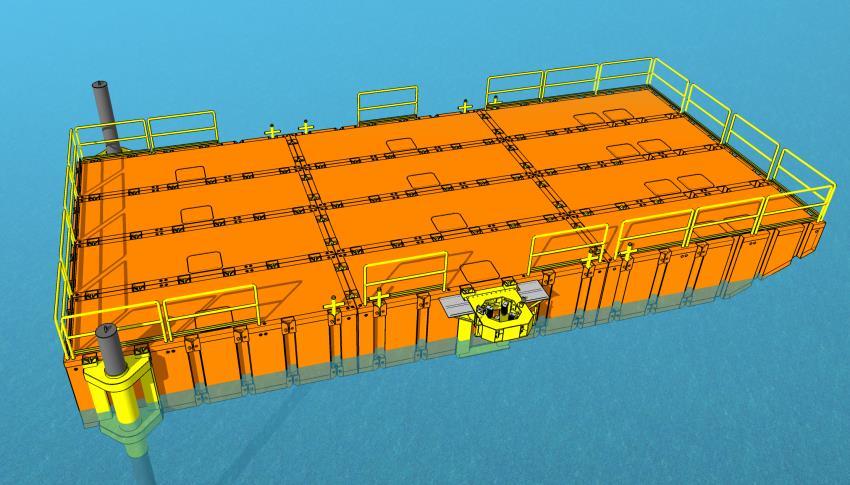 The barge segments can be lengthened indefinitely, flexible joints can be added periodically depending on loads and conditions if required.