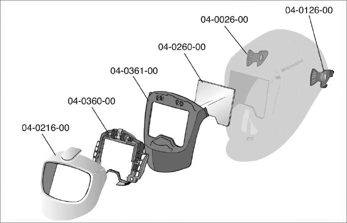 3M Speedglas FlexView Replacement Parts 04-0026-00 3M Speedglas Headband Pivot "S" Stop (Right), package of 10 04-0126-00 3M Speedglas FlexView Headband Pivot "S" Stop (Left), package of 10