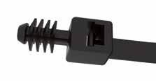 CABLE TIES Blind Hole Mount Cable Ties WITBH 190 Ref. Max. Loop Tensile Natural UL94 V-2 Nylon 6/6, Black UL94 V-2 Heat Stabilized Strength (Kg) Max. Bundle Ø Hole Ø Min.