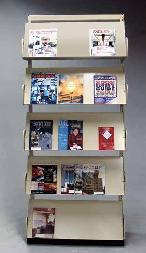 Shelving SHELVING & STORAGE Periodical Units Display current issues on sloping hinged shelves and store back issues on flat shelves behind Two ways to order: (A) adjustable hinged periodical shelving