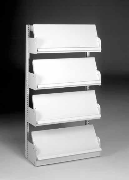 Backstop Shelving 2" backstop and one sliding wire book support on every shelf Fully-welded steel frame eliminates need for sway bracing Shelves adjust in 1" increments on extra-wide uprights for