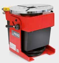 Table speed adjustable from 0,6 6 rpm. Welding machine can be actuated via turntable control. Mass contact transmits 300 A /100 %. Turntable and control unit are separated. HF-protected.