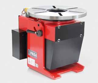 Table speed adjustable from 0,2 2 rpm. Welding machine can be actuated via turntable control. Mass contact transmits 300 A /100 %. Turntable and control unit are separated. HF-protected.