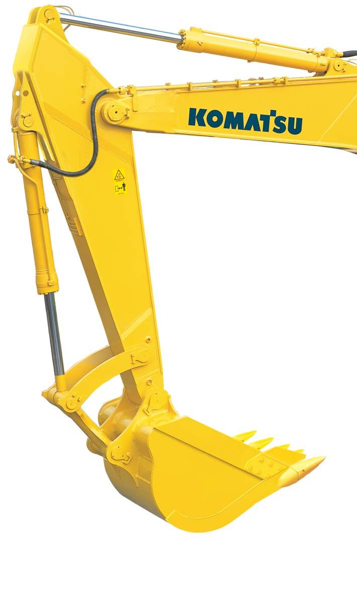 PC800-8E0 H YDRAULIC E XCAVATOR WALK-AROUND Productivity Features High Work Equipment Speed Arm quick return circuit enables loading work to be quicker than ever, by reducing hydraulic pressure loss