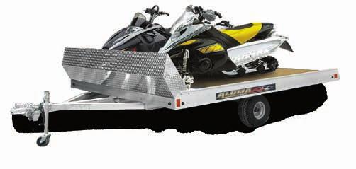 Snowmobile Trailers DRIVE ON/OFF SNOWMOBILE TRAILERS 8612D shown w/optional combination salt shield & drive-off ramp Full-length slider channels 5/8" marine grade plywood decking Rubber mounted