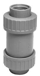 Ball check valve type 360 PVC-U With threae sockets Rp Moel: Union ens for easy installation an removal Ball is sealing at a minimum water column 1m Vibration free even at high flow velocity