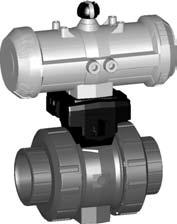 Ball valve type 230 PVC-U A (ouble acting) Without manual overrie With threae sockets Rp Moel: Built on with pneumatic actuator PA11/21 For easy installation an removal Integrate stainless steel