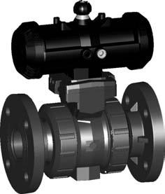 Ball valve type 230 PVC-U A (ouble acting) Without manual overrie With fixe flanges metric Moel: Built on with pneumatic actuator PA11/21 For easy installation an removal Integrate stainless steel