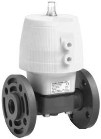 iaphragm valve type IASTAR PVC-U Series 025 A (ouble acting) With backing flanges PVC-U metric With position inicator / Working pressure: both sies Inch PN kv-value EPM Coe PTFE/EPM Coe 20 15 1 /2 10