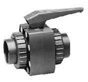 Ball valve type 370 PVC-U SF Unions with solvent cement sockets metric Moel: Silicone-free / paint-compatible For easy