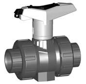 Ball valve type 546 PVC-U With lockable hanle With solvent cement sockets metric Moel: For easy installation an removal z-imension, valve en an valve nut are not compatible with type 346 Ball seals