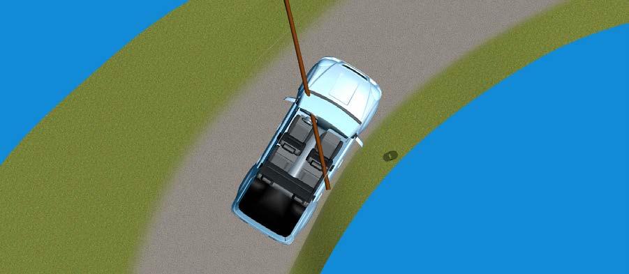 Figure 11: Pole continuing to rotate due to contact with the driver's side A-pillar and exiting the incorrect rear passenger's side window.